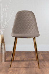 Furniturebox Uk Novara White Gloss Gold Leg 120Cm Round Dining Table & 4 Cappuccino Corona Gold Leg Chairs - thumbnail 7