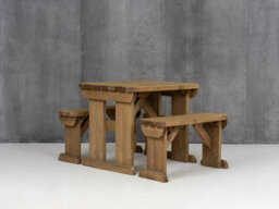 Arbor Garden Solutions Picnic Bench And Table Set, Aspen Rounded Wooden Patio Furniture (3Ft, Rustic Brown) - thumbnail 4