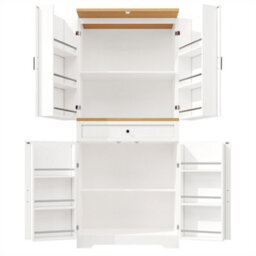 Abrihome Tall Kitchen Sideboard With Door Frame (80X40X180Cm), Slim Storage Cabinet For Living Room, Versatile Snack & Display Unit, White - thumbnail 9