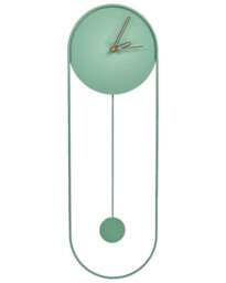 Wyld and Coco Aurora Wall Clock Green Steel Oval With Pendulum 20 X 62 Cm Minimalist Design - thumbnail 1