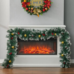 Living And Home Artificial Christmas Garland Gold Ball Berries Green Garland With Led Lights 270 Cm - thumbnail 2