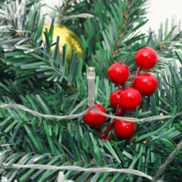 Living And Home Artificial Christmas Garland Gold Ball Berries Green Garland With Led Lights 270 Cm - thumbnail 4