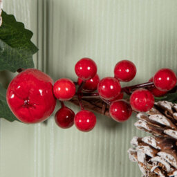 Samuel Alexander 45Cm Hanging Christmas Wreath With Red Berries And Frosted Pinecones - thumbnail 5