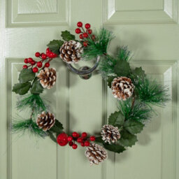 Samuel Alexander 45Cm Hanging Christmas Wreath With Red Berries And Frosted Pinecones - thumbnail 4