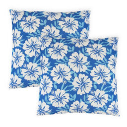 Gardenwize Outdoor Pair Of Blue Hawaiian Print Scatter Cushions - thumbnail 2