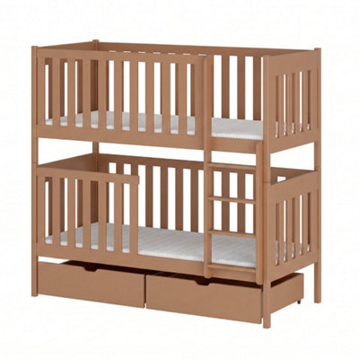 Arte David Cinnamon Wooden Bunk Bed With Storage & 2 Bonnell Mattresses 90 X 190 Cm - image 1