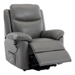 Morris Living The Devon - Mobility Dual Motor Riser Recliner Arm Chair - Grey Genuine Leather - thumbnail 3