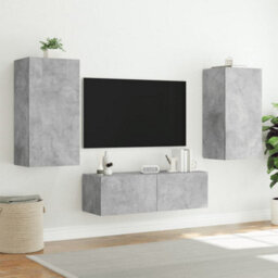 Berkfield Durable Tv Wall Cabinet With Led Lights Concrete Grey 40.5X35X80 Cm - thumbnail 5