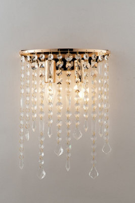 Luminosa Lighting Luminosa Breeze Wall Light Gold, K9 Crystals 25X35Cm