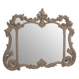 Orsina Haniel Wall Mirror, Grey, Glass, Synthetic, Wood - thumbnail 1