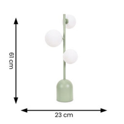 Valuelights Marlow Sage Green 3 Way Bedside Table Lamp With Glass Globe Lampshade - thumbnail 9