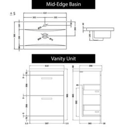 Royal Bathrooms 1100mm Indigo Grey Gloss 2 Drawer Furniture Pack With Mid Edge Basin & Elva Back To Wall Toilet - thumbnail 8