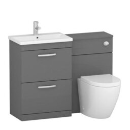 Royal Bathrooms 1100mm Indigo Grey Gloss 2 Drawer Furniture Pack With Mid Edge Basin & Elva Back To Wall Toilet - thumbnail 4
