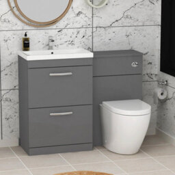 Royal Bathrooms 1100mm Indigo Grey Gloss 2 Drawer Furniture Pack With Mid Edge Basin & Elva Back To Wall Toilet