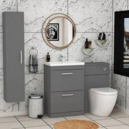 Royal Bathrooms 1100mm Indigo Grey Gloss 2 Drawer Furniture Pack With Mid Edge Basin & Elva Back To Wall Toilet - thumbnail 3