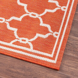 Orange Outdoor Rug, Geometric Stain-Resistant Rug For Patio Decks Garden Balcony, Modern Outdoor Area Rug-120Cm X 170Cm - thumbnail 3
