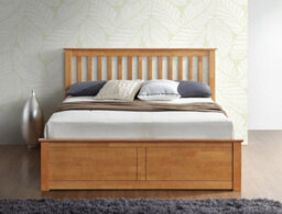 Save On Goods UK 4Ft6 Double Ottoman Gas Lift Up Storage Oak Finish Wood Wooden Bed Frame.raise Up Underbed Storeage Solid Woodern Bedstead - thumbnail 4