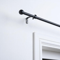 OHS Curtain Pole Extendable Metal Finnials Ball End Rings Rod Fittings, Black - thumbnail 1