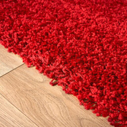 "Bravich Bright Red Thick Shaggy Rug - California - 110X160Cm (3'7X5'4"")" - thumbnail 3