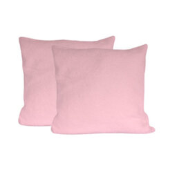 Urban Textures Pack Of 2 Teddy Cushion Covers Square Faux Fur Fleece Pillow Case Cover - 18 X 18 Inches Baby Pink - thumbnail 1