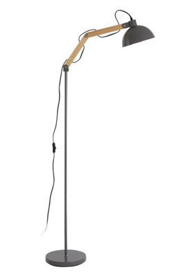 Orsina Highly Manoeuvrable Grey Wood And Metal Floor Lamp, Sturdy Design Bedroom Floor Lamp, Sleek Modern Lamp - image 1