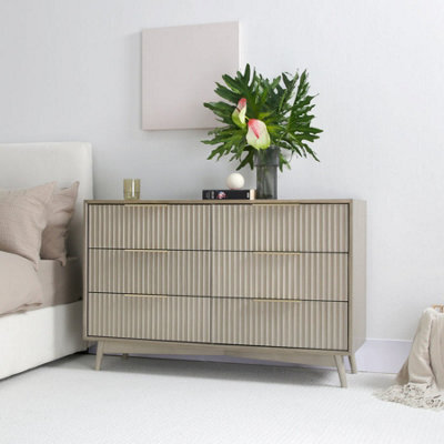 Monza 6 Chest Of Drawer With Fluted Front Grey - image 1
