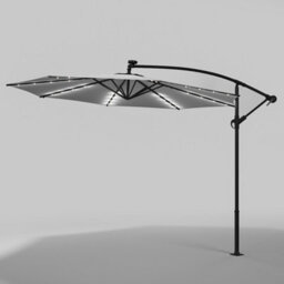 Living And Home 3M Led Lighted Large Garden Patio Cantilever Parasol Sun Shade Banana Umbrella Crank Tilt No Cross Base, Light Grey - thumbnail 2