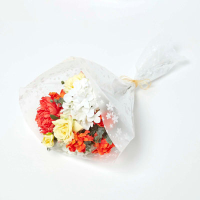 Homescapes Artificial Orange & Yellow Handcrafted Poppy & Rose Bouquet, 64 X 28 Cm - image 1