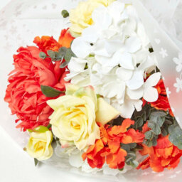 Homescapes Artificial Orange & Yellow Handcrafted Poppy & Rose Bouquet, 64 X 28 Cm - thumbnail 4