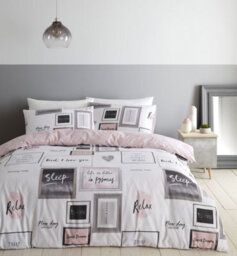 Catherine Lansfield Bedding Sleep Dreams Duvet Cover Set With Pillowcase Blush Pink
