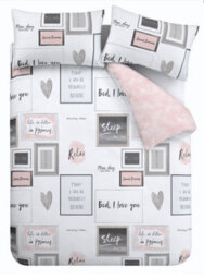 Catherine Lansfield Bedding Sleep Dreams Duvet Cover Set With Pillowcase Blush Pink - thumbnail 5