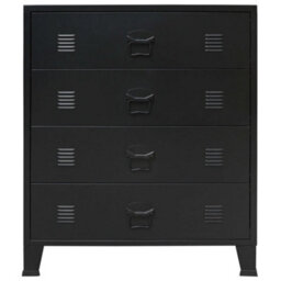 Berkfield Chest Of Drawers Metal Industrial Style 78X40X93 Cm Black - thumbnail 3