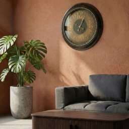 Wyld And Coco Aurora Wall Clock 55Cm Gold Frame Retro Round Design With Bold Arabic Numerals - thumbnail 2
