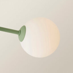 Valuelights Marlow Sage Green 3 Way Ceiling Light With White Frosted Glass Globe Lampshades - thumbnail 3