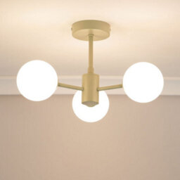 Valuelights Marlow Sage Green 3 Way Ceiling Light With White Frosted Glass Globe Lampshades