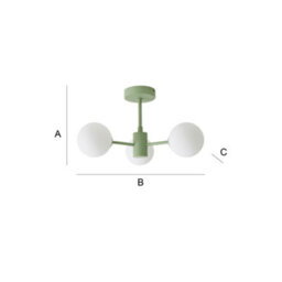 Valuelights Marlow Sage Green 3 Way Ceiling Light With White Frosted Glass Globe Lampshades - thumbnail 7