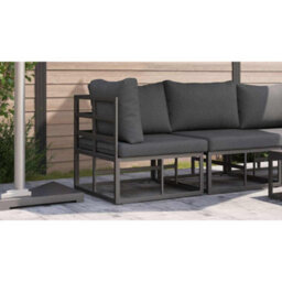 Berkfield Outdoor Furniture With Cushion With Pillow Black Aluminium - thumbnail 4