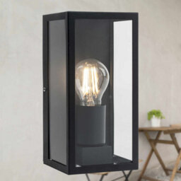 First Choice Lighting Mansfield Black With Clear Glass Ip44 Outdoor Flush Wall Light - thumbnail 4