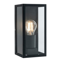 First Choice Lighting Mansfield Black With Clear Glass Ip44 Outdoor Flush Wall Light