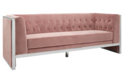 Orsina Functional Sturdy 3 Seat Pink Velvet Sofa, Stylish Mid Century Sofa For Bedroom, Comfortable 3 Seater Sofa - thumbnail 4