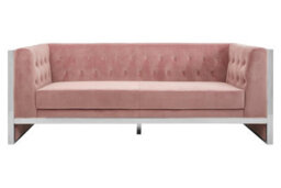 Orsina Functional Sturdy 3 Seat Pink Velvet Sofa, Stylish Mid Century Sofa For Bedroom, Comfortable 3 Seater Sofa - thumbnail 1
