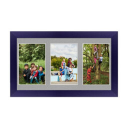 AK Frames 40X20Cm Purple Modern Multi Photo Frame With Silver Mount - Holds 3 Apertures (3X) 6X4 Photos - thumbnail 1