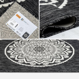 Homeart Outdoor Indoor Rug, Easy Clean, Uv Weather Resistant Rug For Patio, Gardenmandala Black, Cream,140X200Cm - thumbnail 5