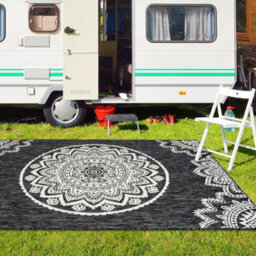 Homeart Outdoor Indoor Rug, Easy Clean, Uv Weather Resistant Rug For Patio, Gardenmandala Black, Cream,140X200Cm - thumbnail 3