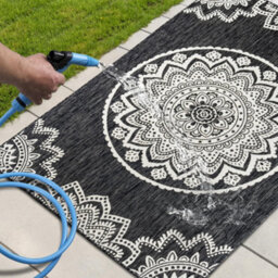 Homeart Outdoor Indoor Rug, Easy Clean, Uv Weather Resistant Rug For Patio, Gardenmandala Black, Cream,140X200Cm - thumbnail 6