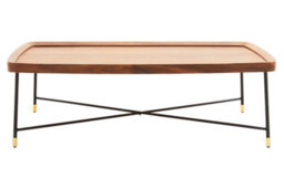 Orsina Coffee Table With Black Cross Metal Legs, Walnut Veneer Rectangular Top With X Frame Support, Centrepiece - thumbnail 3