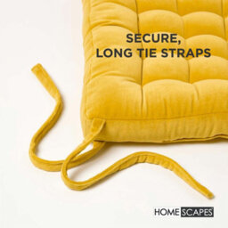 Homescapes Mustard Yellow Velvet Seat Pad Or Dining Chair Cushion 40 X 40 Cm Cotton Quilted Chair Pad For Indoor & Outdoor - thumbnail 4