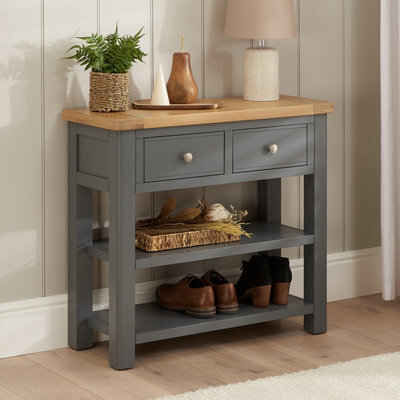 The Furniture Market Marbury Slate Grey Painted 2 Drawer Hall Console Table - image 1