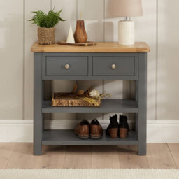 The Furniture Market Marbury Slate Grey Painted 2 Drawer Hall Console Table - thumbnail 2