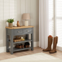 The Furniture Market Marbury Slate Grey Painted 2 Drawer Hall Console Table - thumbnail 3